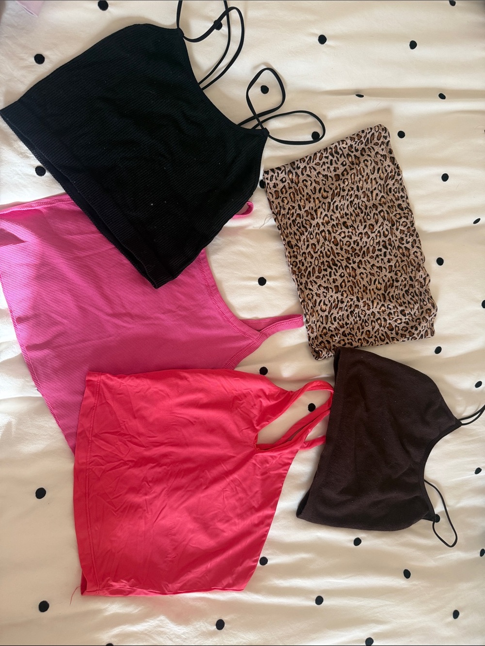 Mixed Tank & Crop Top Bundle - Black, Hot Pink, Fuchsia, Brown Leopard